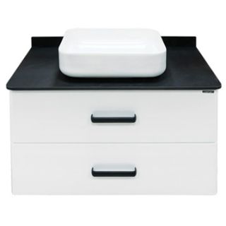 Comforty Тумба-умывальник "Амстердам-95" белая с черной столешницей, с раковиной Comforty T-Y9378